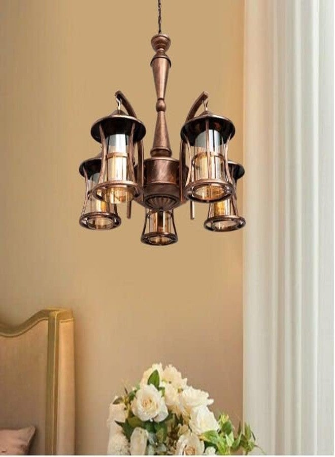 GAUVIK 5 Light Unique Design Jhoomar with Bulb/Chandelier for Restaurant,Bedroom,Living Room,Home Decor Chandelier Ceiling Lamp. (Antique, 0099) - Image 1